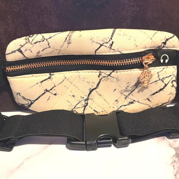 Marble Print Fanny Pack with Rose Gold Zipper & Charm –Adjustable Belt Waist Bag - Picture 1 of 10